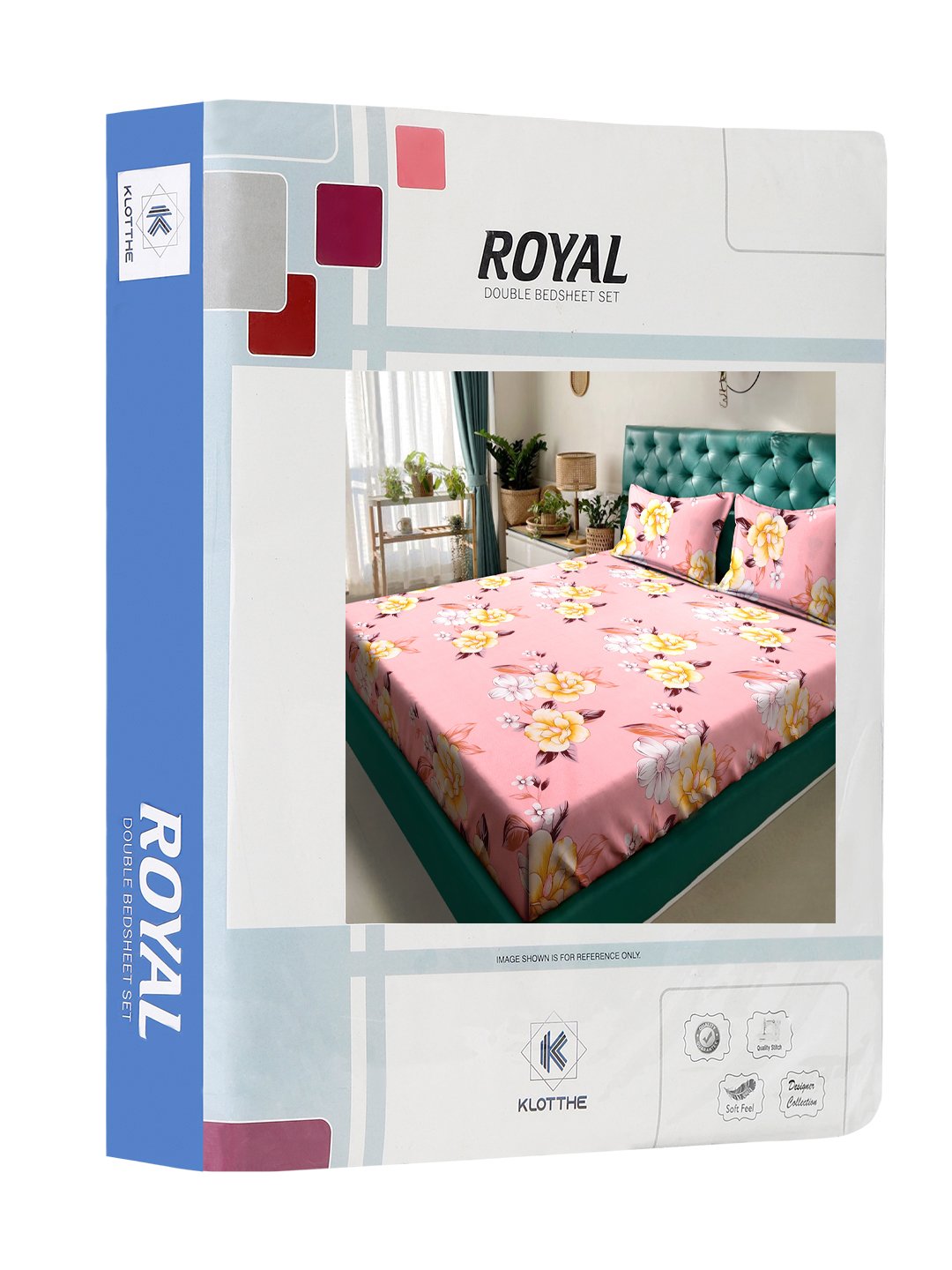 Pink Floral 300 TC Cotton Blend Double Bedsheet in Book Fold Packing