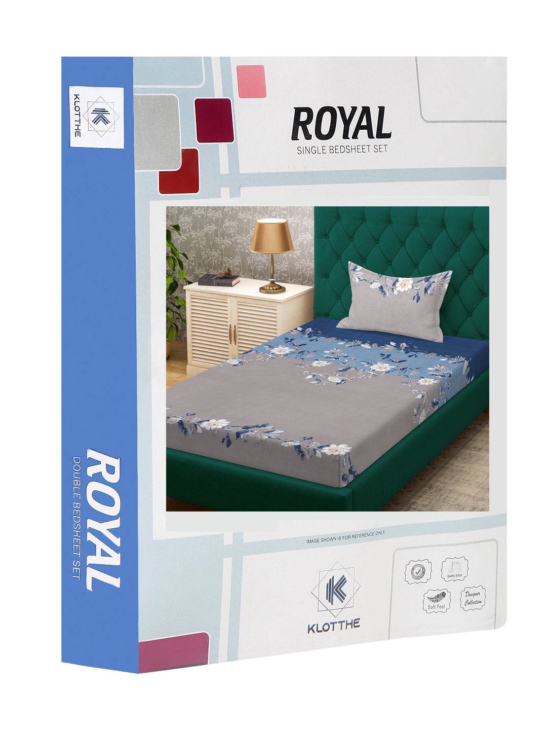 Grey Floral 300 TC Cotton Blend Single Bedsheet in Book Fold Packing