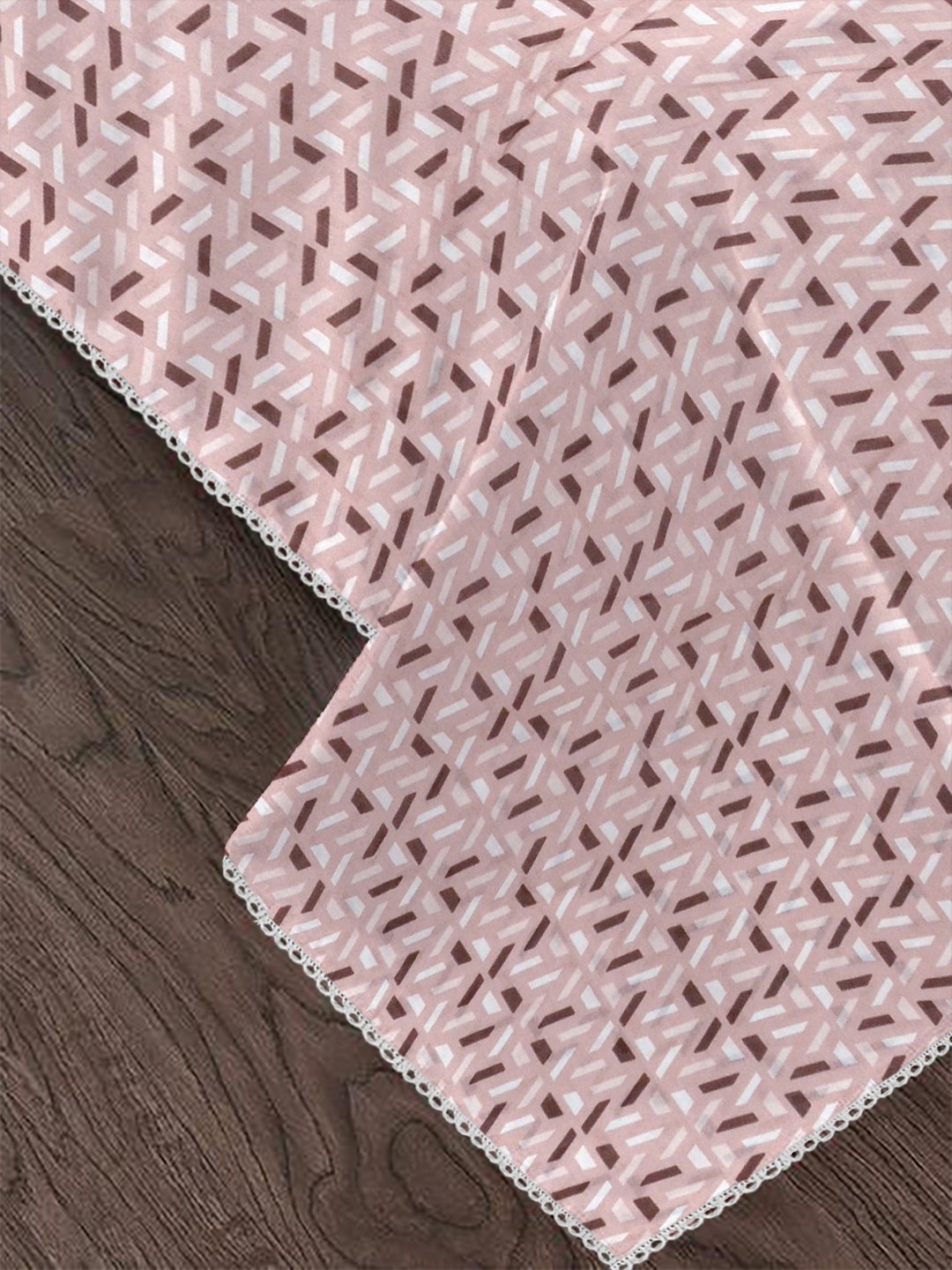 Pink Pure Cotton Geometric Double Bed Dohar