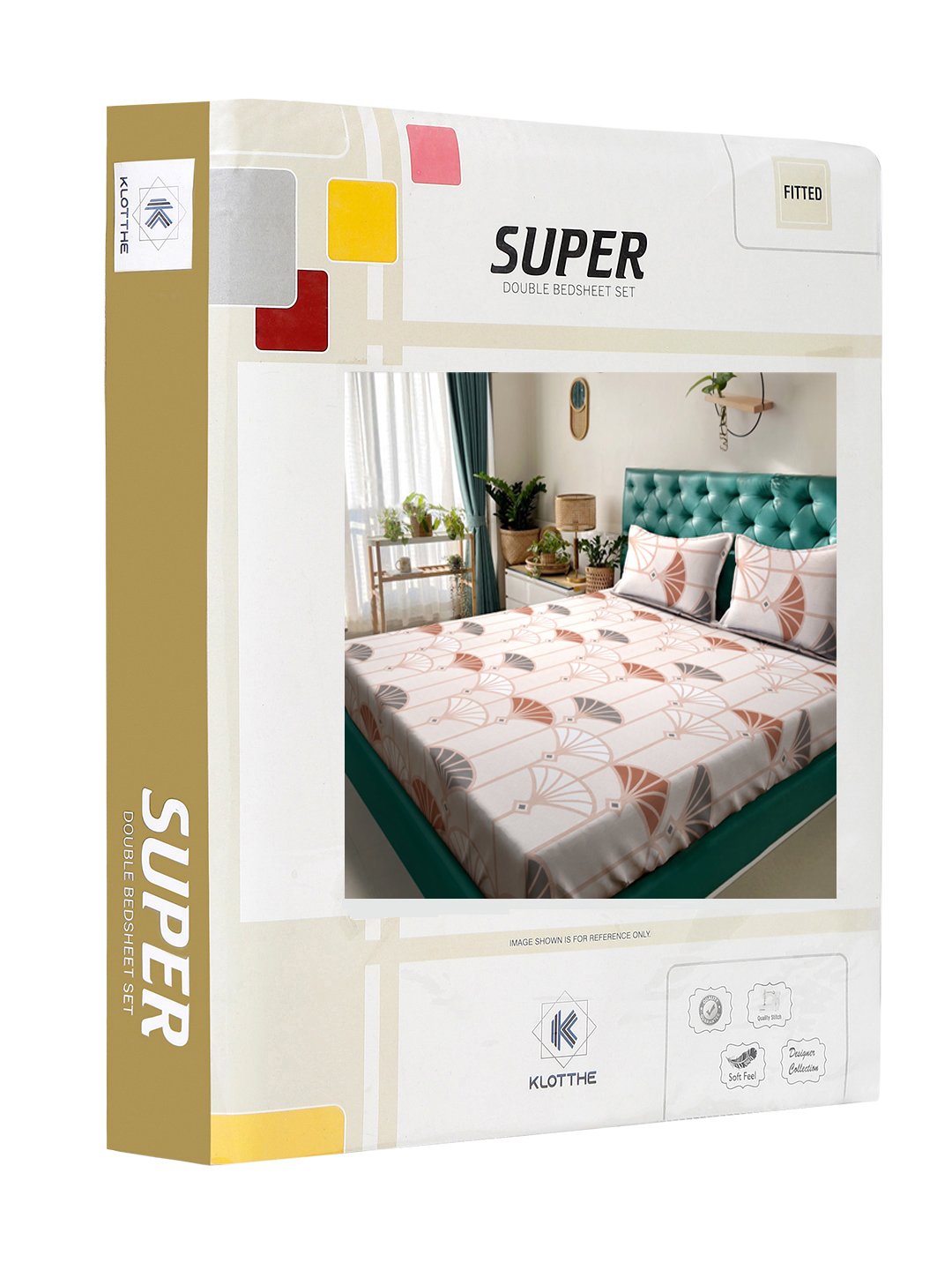 Book Fold Cream Floral 300 TC Cotton Blend Fitted Double Bedsheet with 2 Pillow Covers