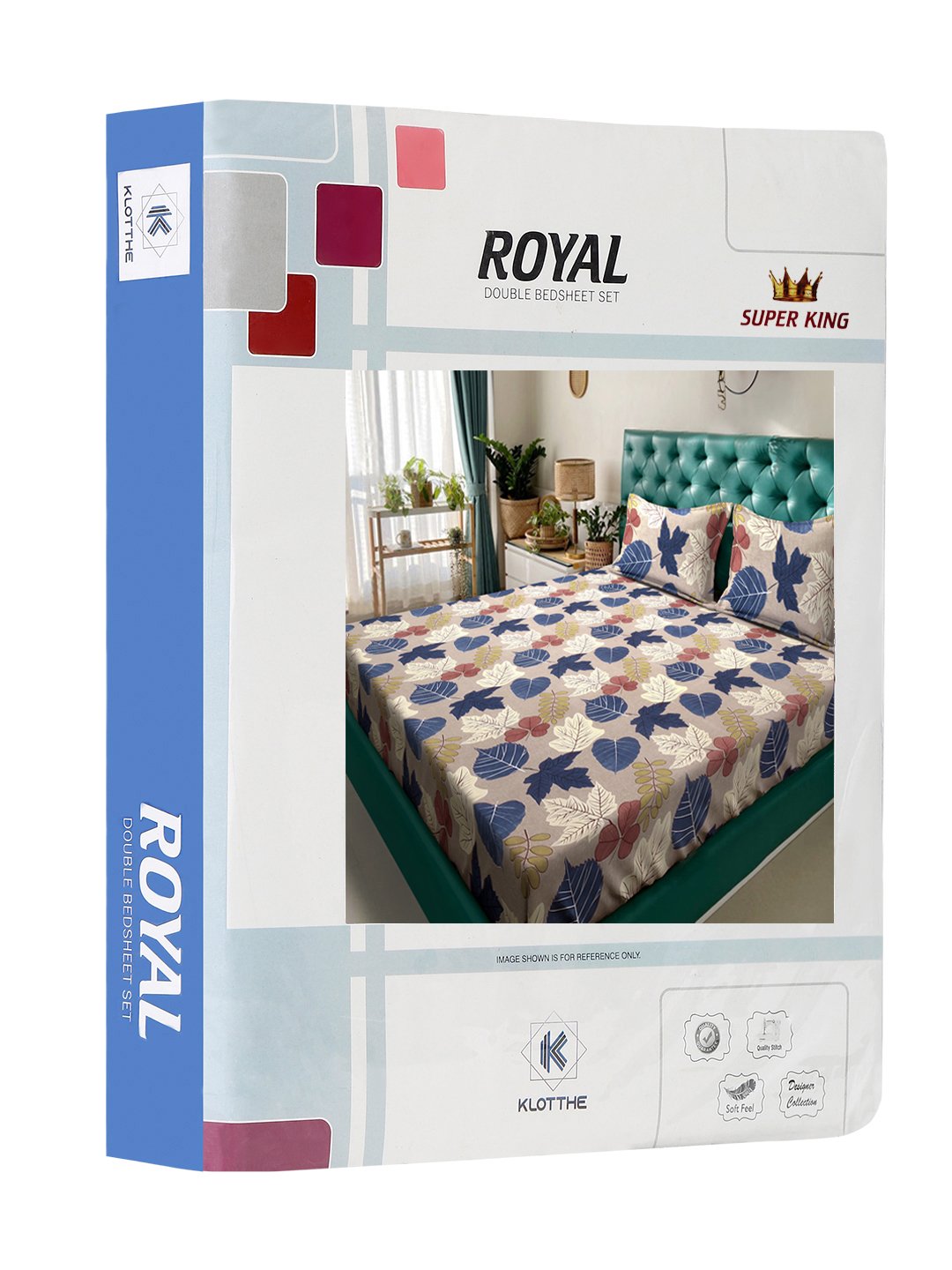 Brown Floral 300 TC Cotton Blend Double Bedsheet in Book Fold Packing