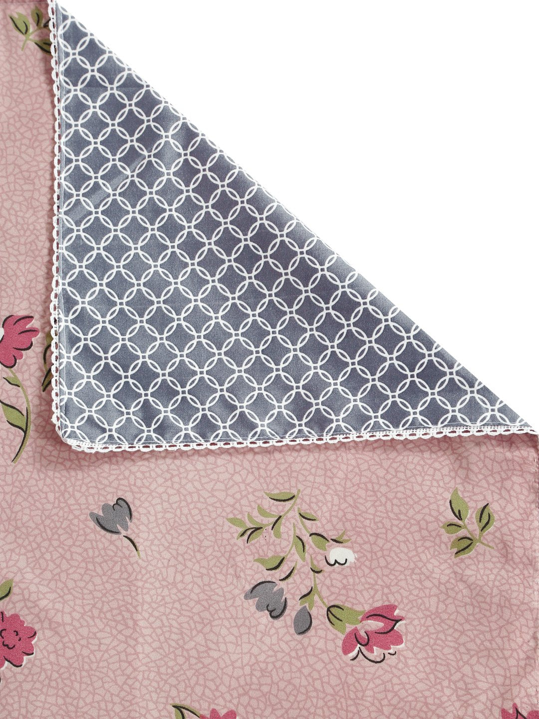 Pink Cotton Blend Floral Double Bed Dohar
