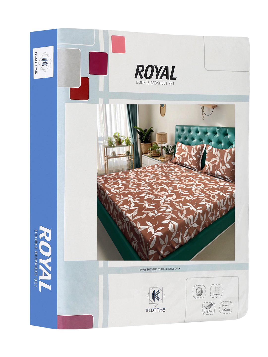 Brown Floral 300 TC Cotton Blend Double Bedsheet in Book Fold Packing