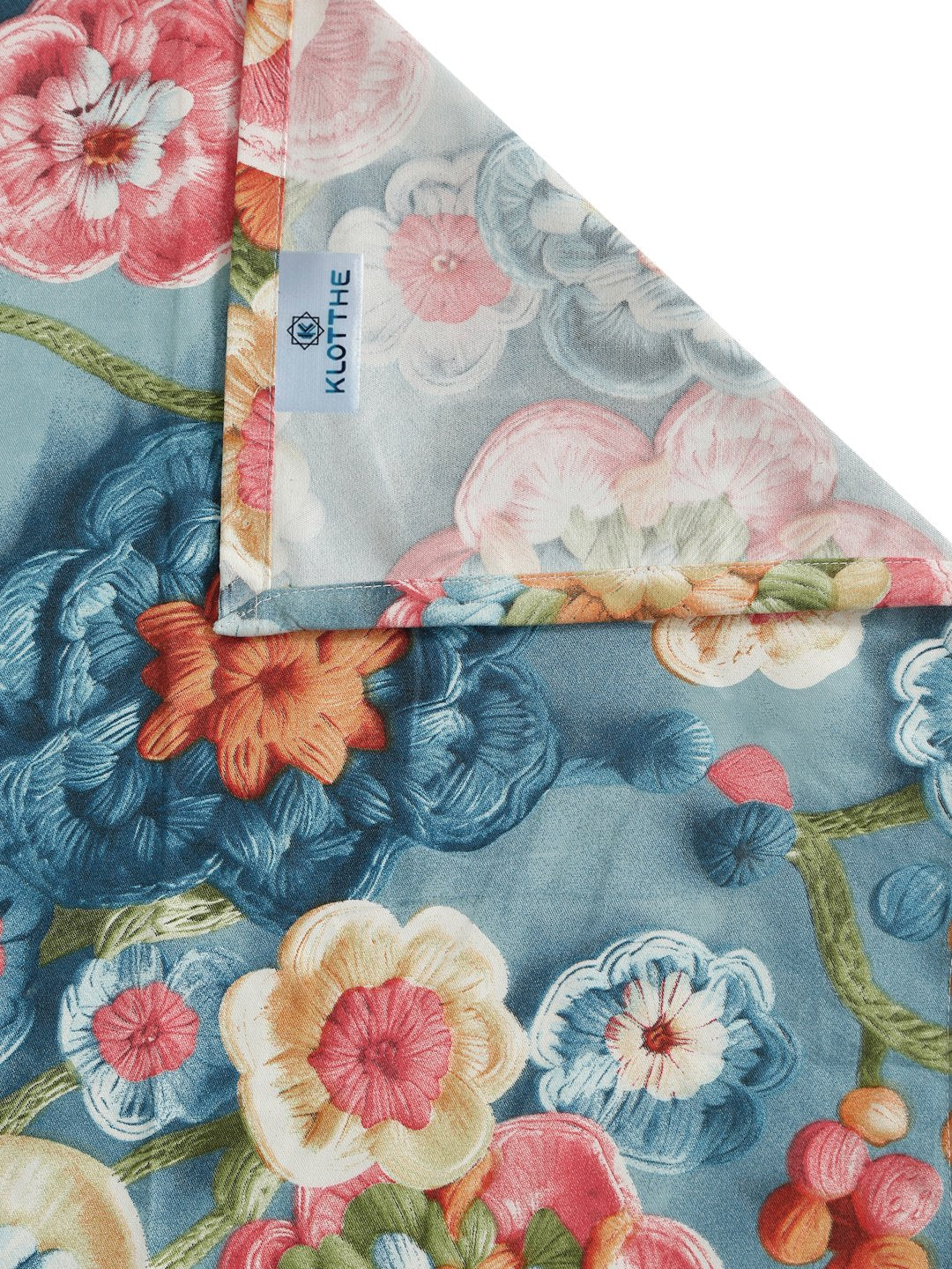 Blue Floral 7D Cotton Blend Single Bedsheet with Pillow Cover