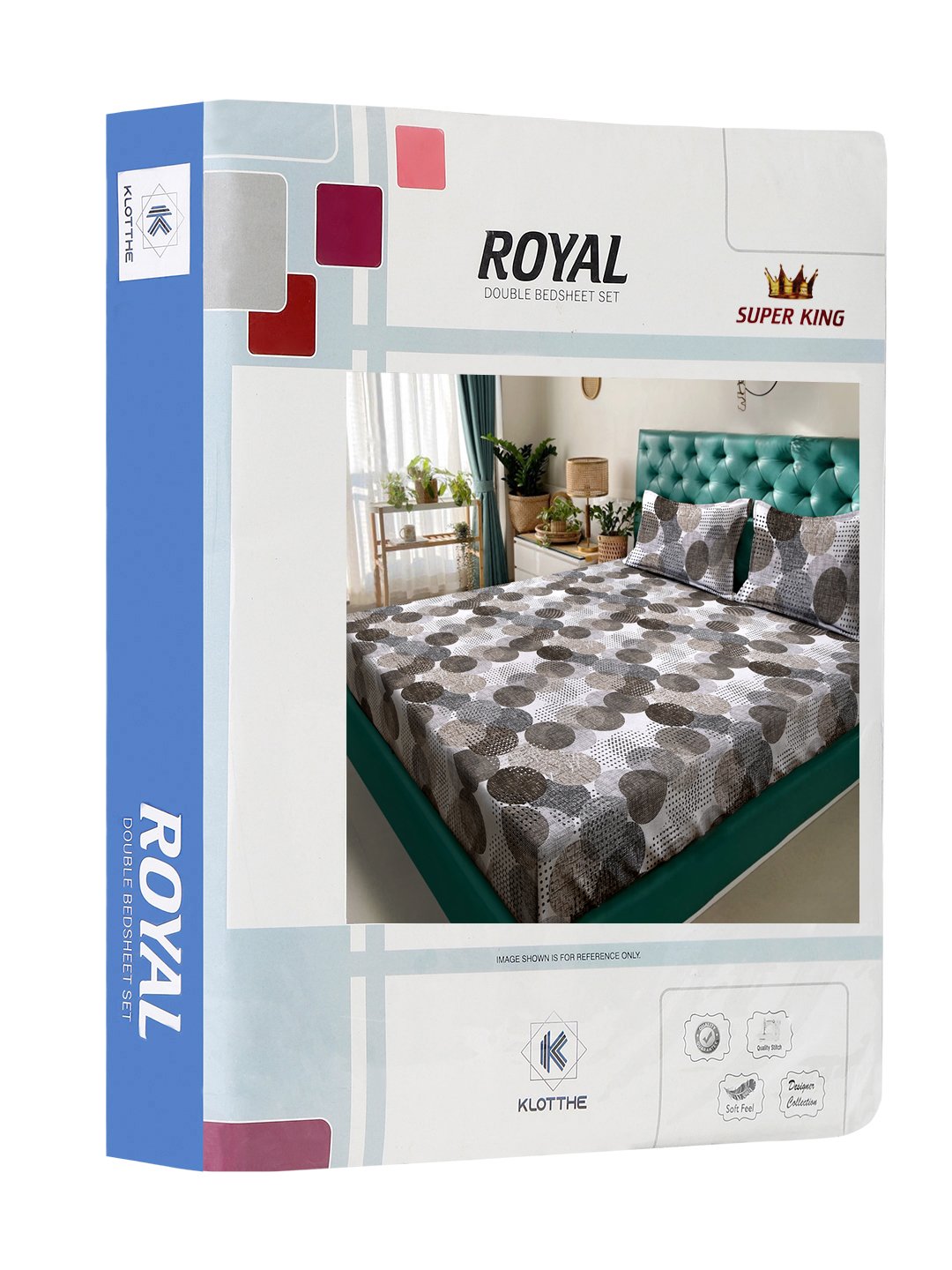 Brown Geometric 300 TC Cotton Blend Double Bedsheet in Book Fold Packing