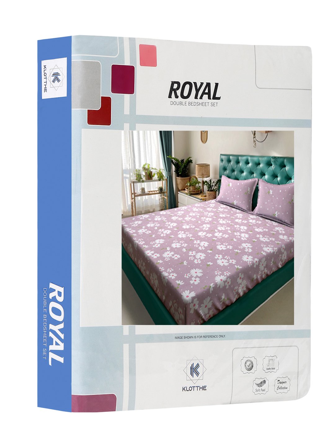 Purple Floral 300 TC Cotton Blend Double Bedsheet in Book Fold Packing