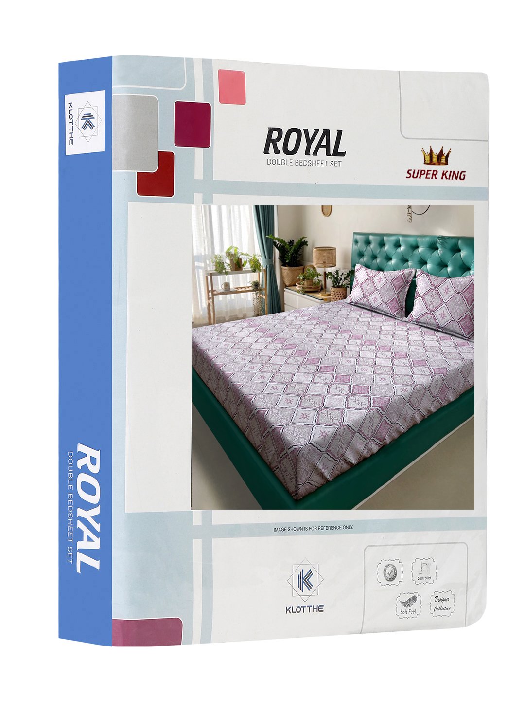 Purple Floral 400 TC Pure Cotton Double Bedsheet in Book Fold Packing