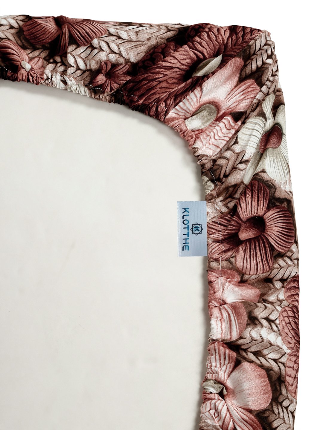 Brown Floral 7D King Size Cotton Blend Fitted Double Bedsheet with 2 Pillow Covers