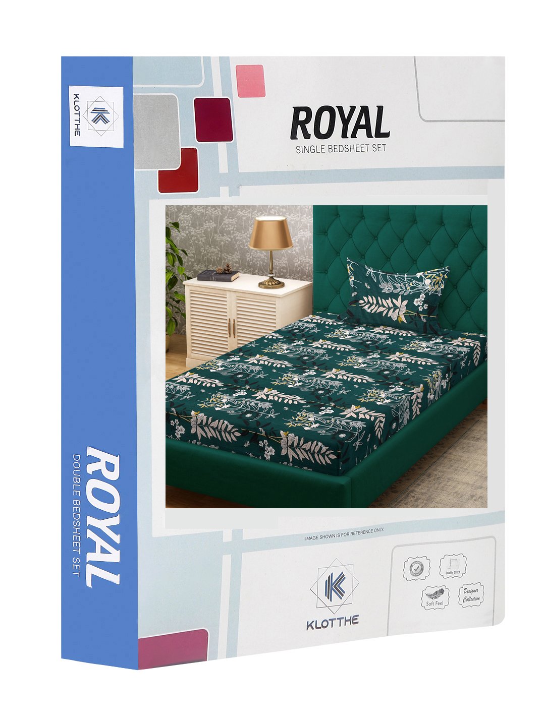 Green Floral 300 TC Cotton Blend Single Bedsheet Set in Book Fold Packing