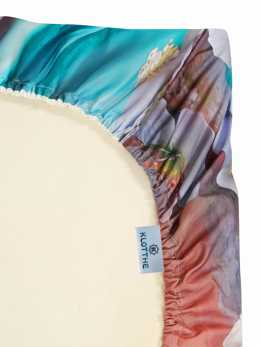 Multi Digital Floral Printed Cotton Blend Fitted Single Bedsheet with Pillow Cover