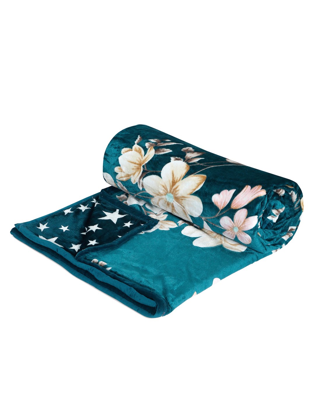 Green Woolen Floral Double Bed Dohar