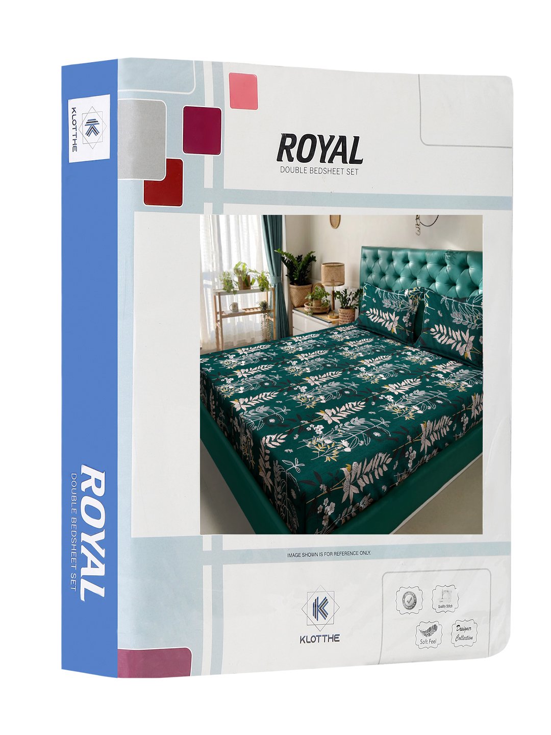 Green Floral 300 TC Cotton Blend Double Bedsheet in Book Fold Packing
