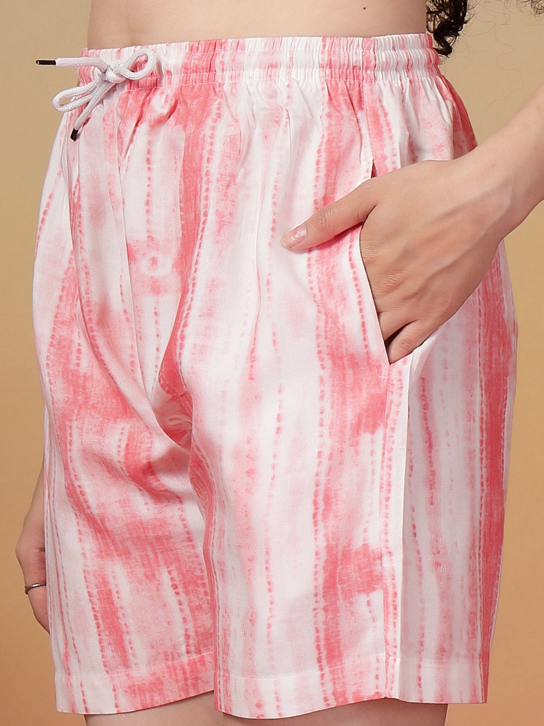 Women Red Abstract Pure Cotton Night Suit