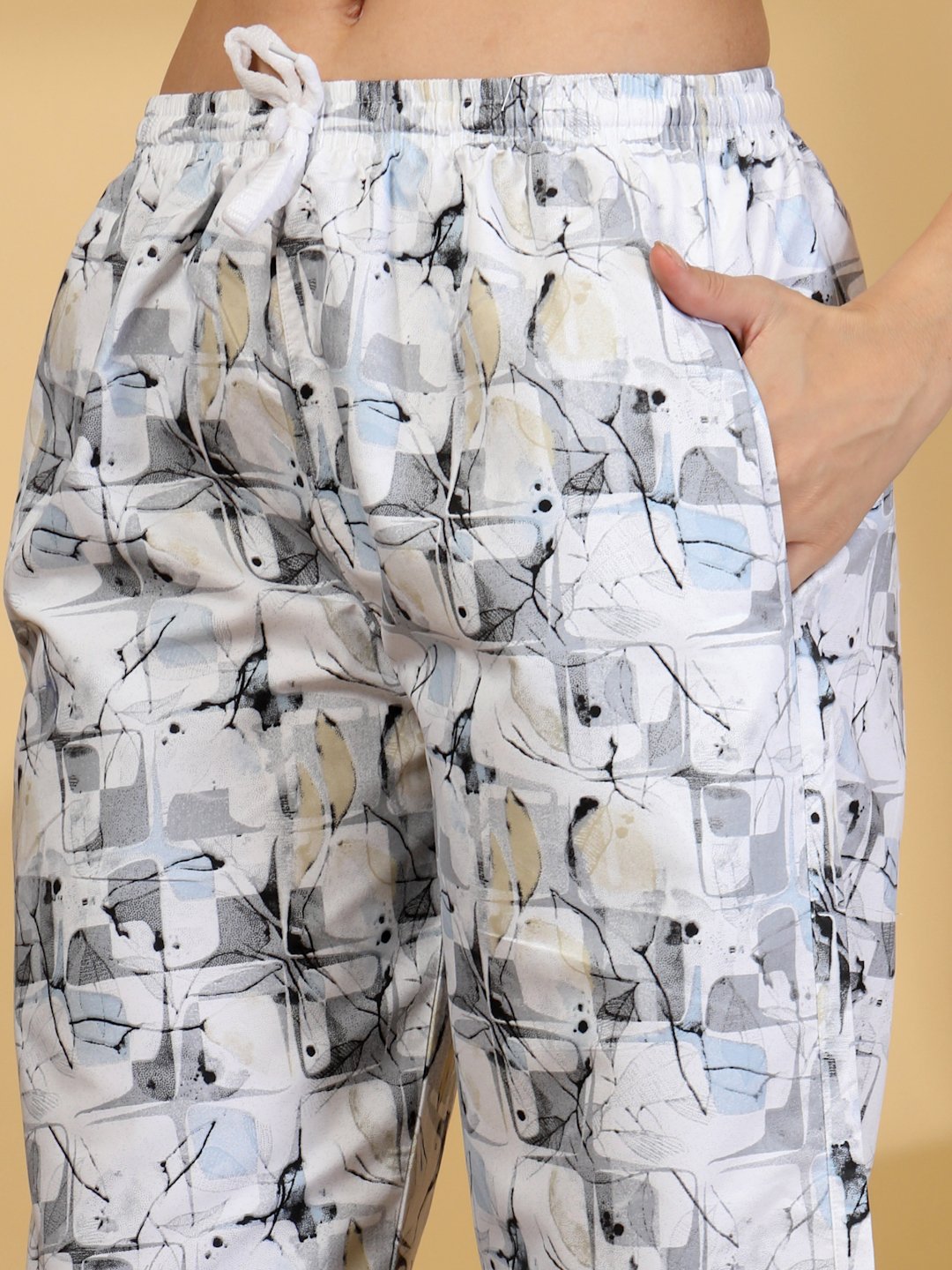 Women Multi Abstract Cotton Blend Night Suit