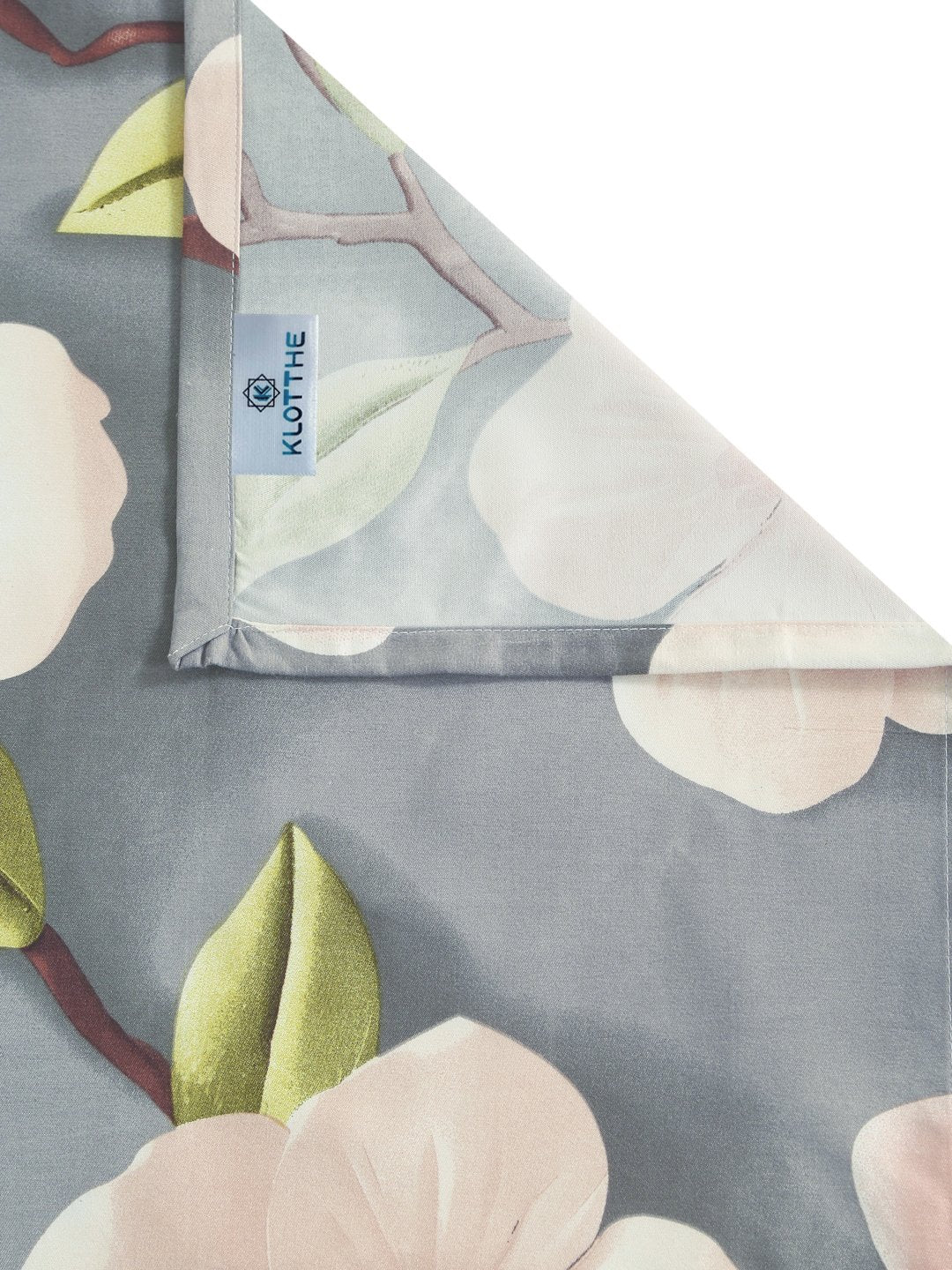 Grey Floral 7D Cotton Blend Single Bedsheet with Pillow Cover