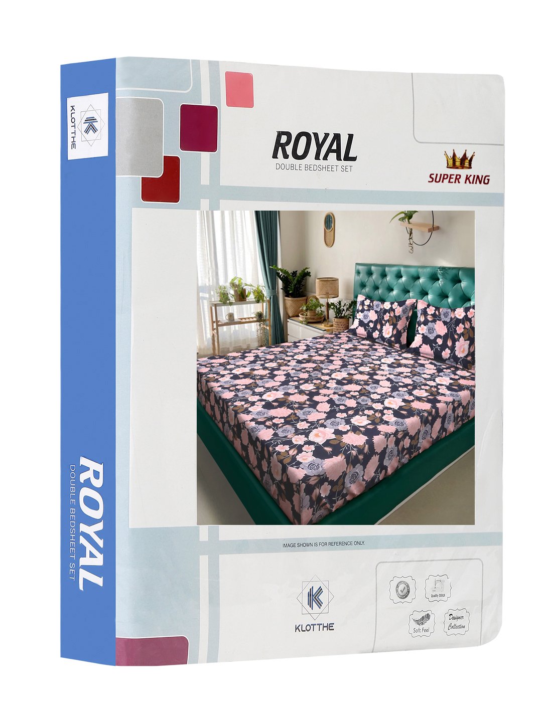 Multi Floral 300 TC Cotton Blend Double Bedsheet in Book Fold Packing