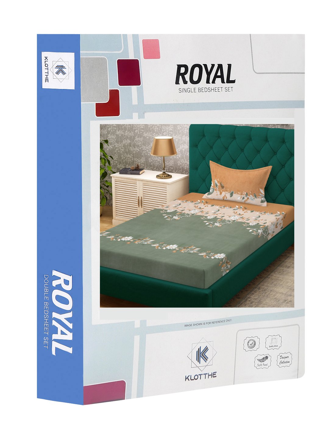 Green Floral 300 TC Cotton Blend Single Bedsheet in Book Fold Packing