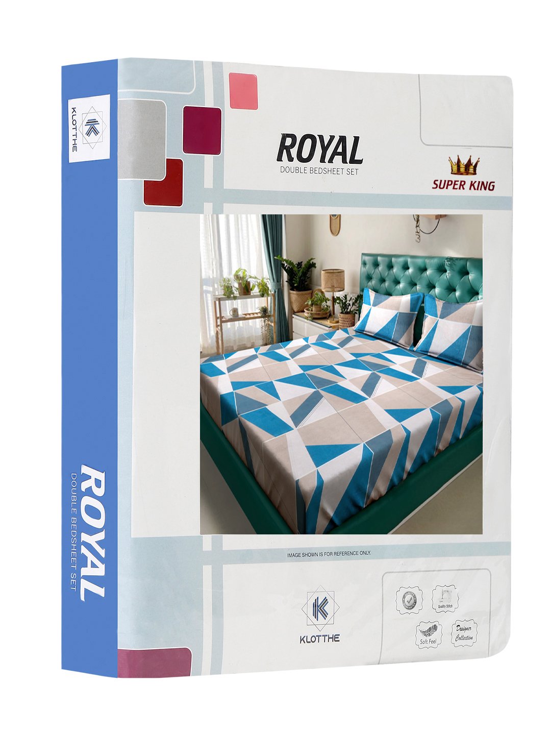 Multi Geometric 300 TC Cotton Blend Double Bedsheet in Book Fold Packing
