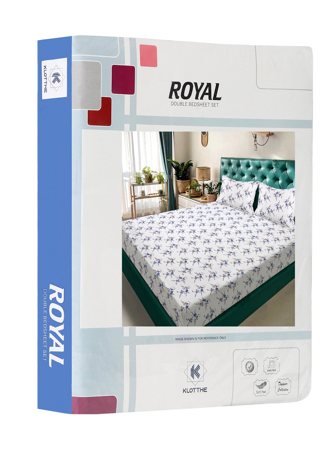 White Floral 300 TC Cotton Blend Double Bedsheet in Book Fold Packing