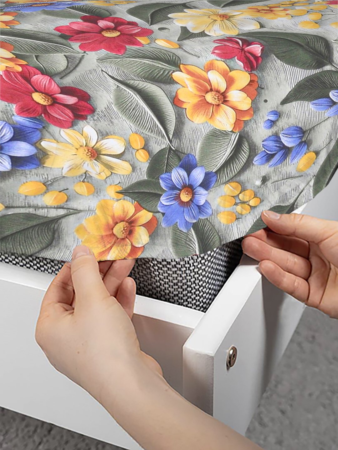 Green Floral 7D King Size Cotton Blend Fitted Double Bedsheet with 2 Pillow Covers