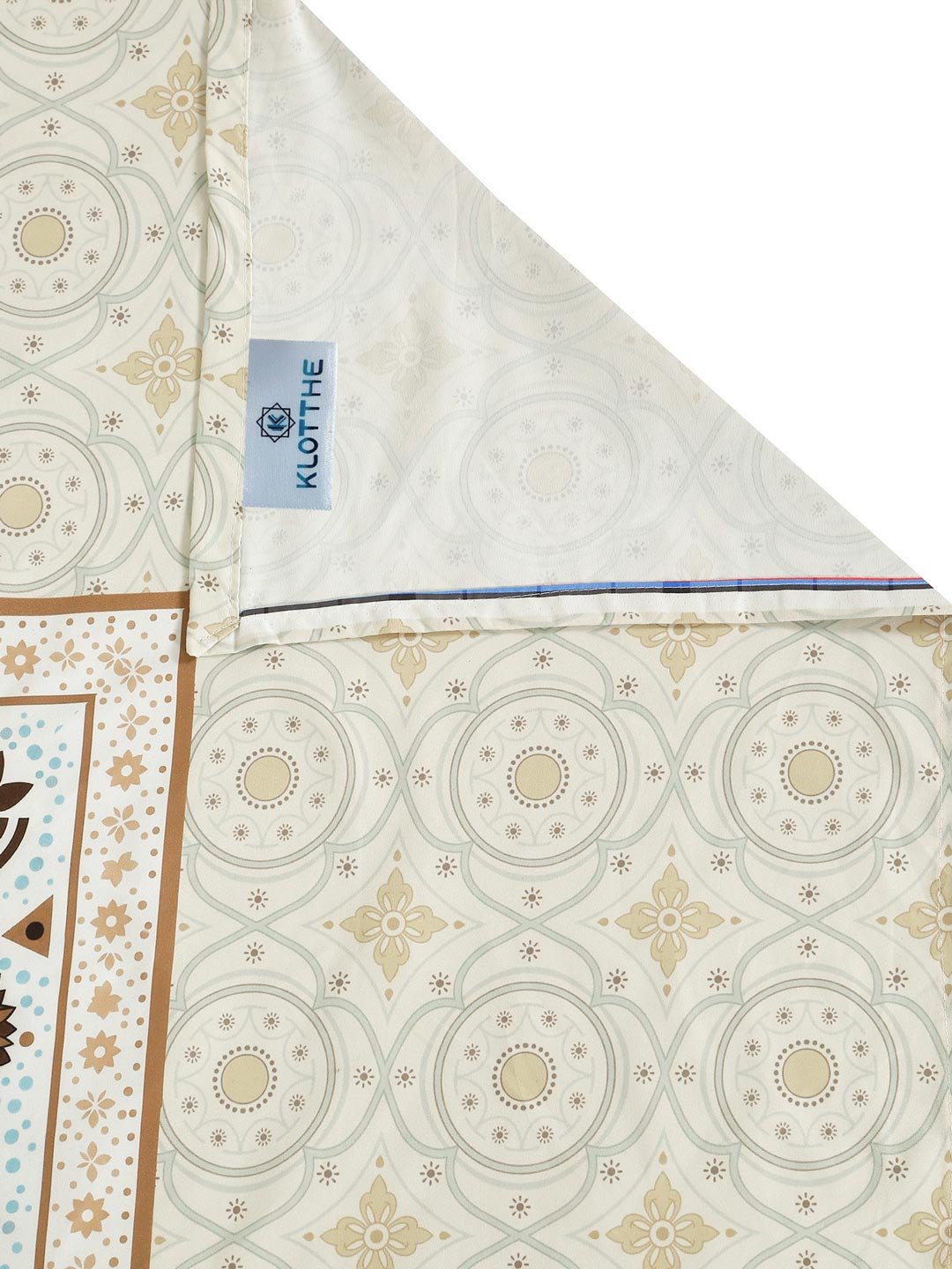 Digital Printed Cream Conversational Cotton Blend Double Bedsheet with 2 Pillow Covers