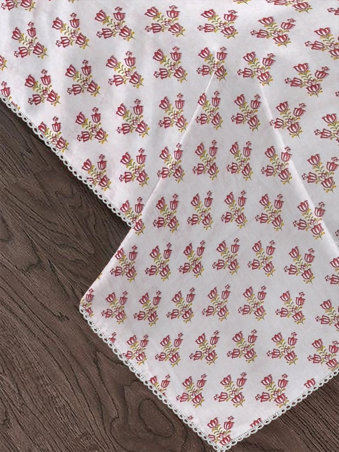 Red Pure Cotton Floral Double Bed Dohar