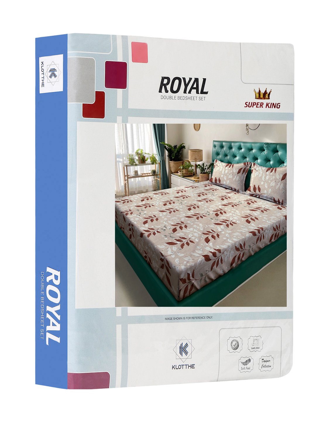 Peach Floral 400 TC Pure Cotton Double Bedsheet in Book Fold Packing