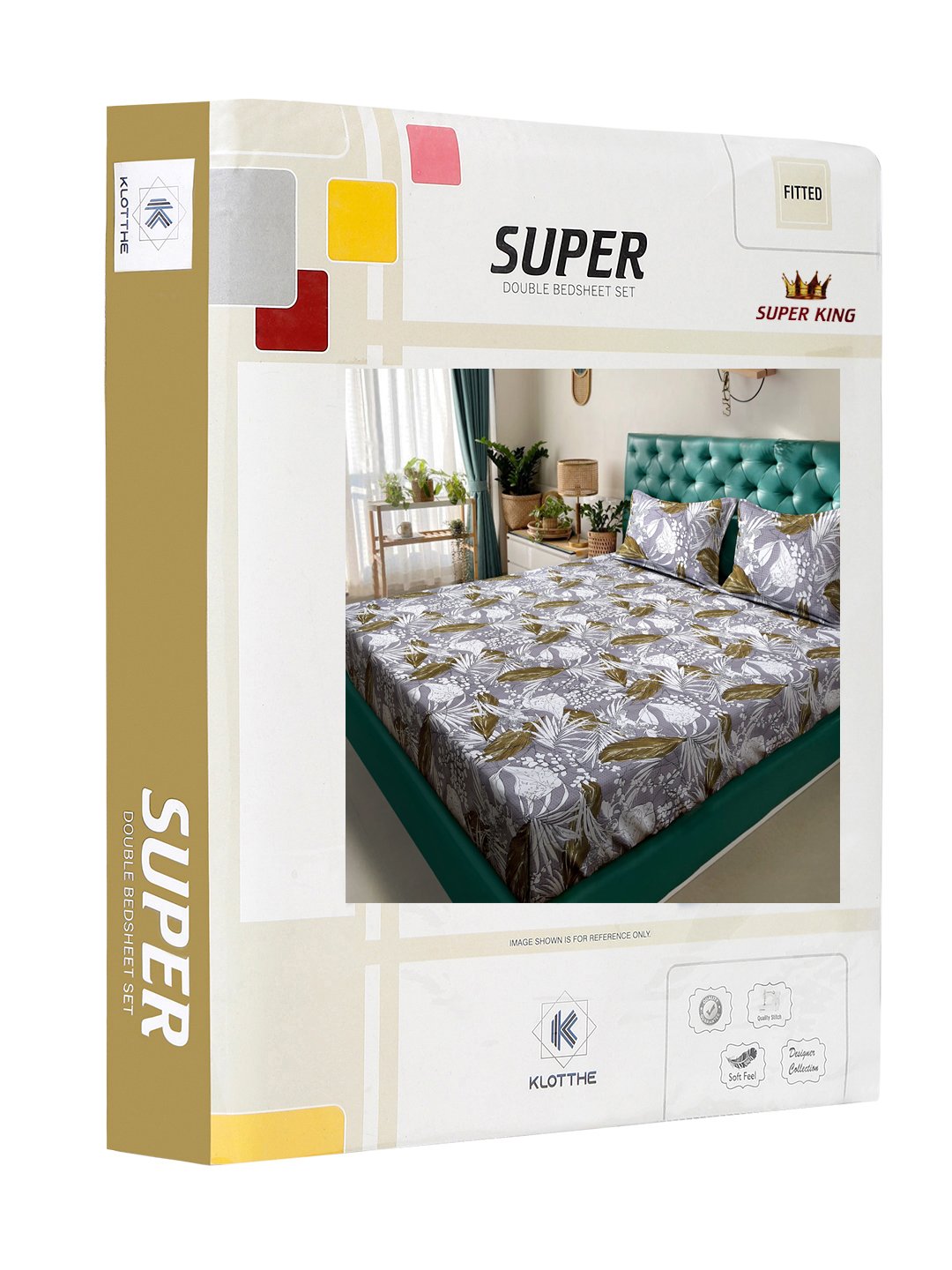 Multi Floral 300 TC Cotton Blend Fitted Double Bedsheet in Book Fold Packing