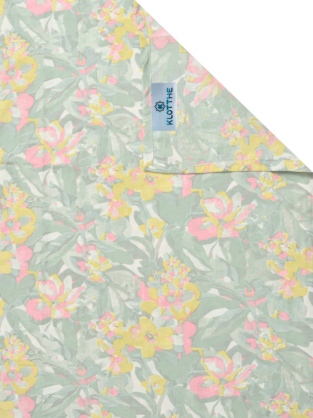 Green Floral Cotton Blend Double Bedsheet with 2 Pillow Covers