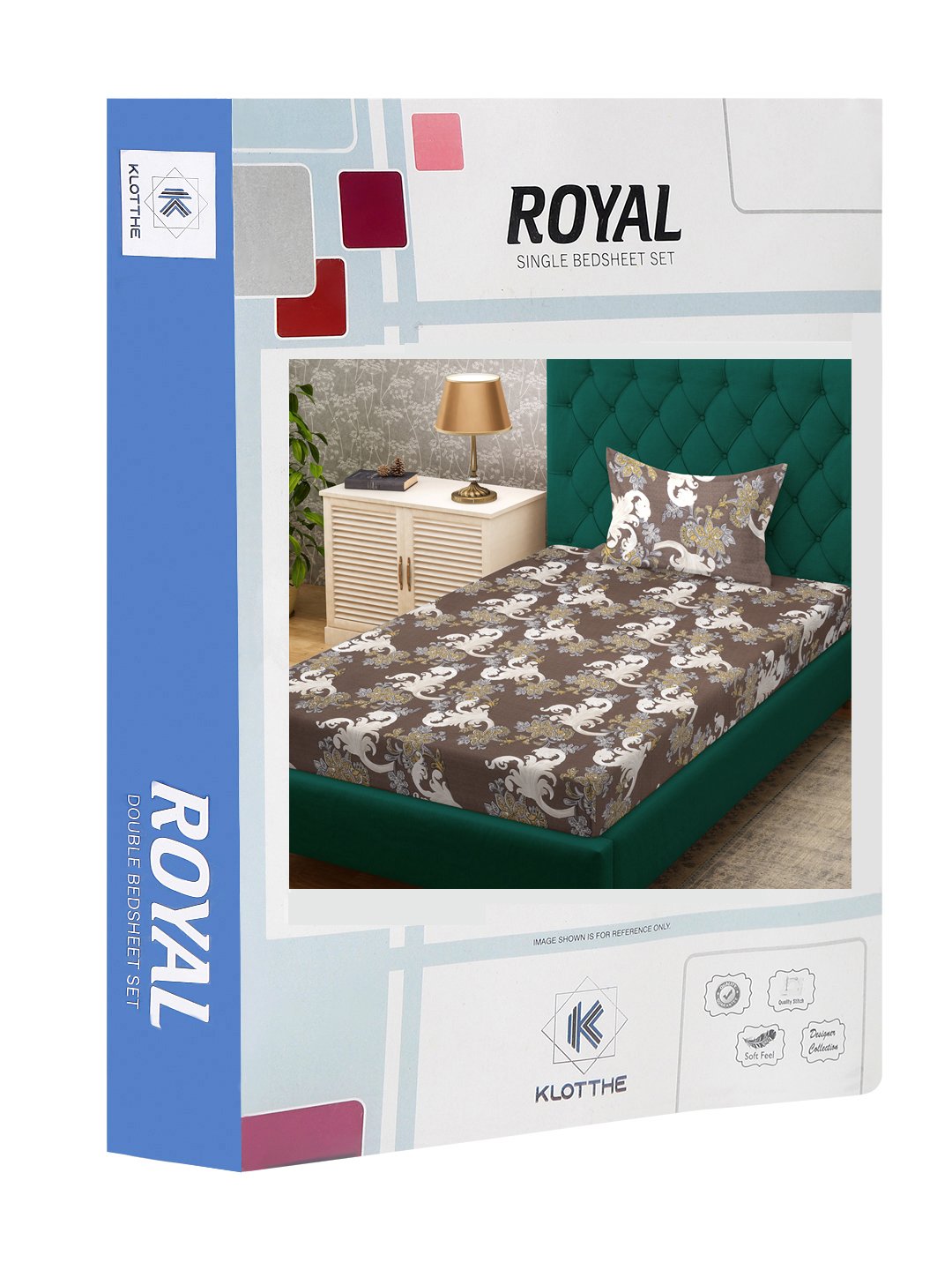 Brown Floral 300 TC Cotton Blend Single Bedsheet Set in Book Fold Packing