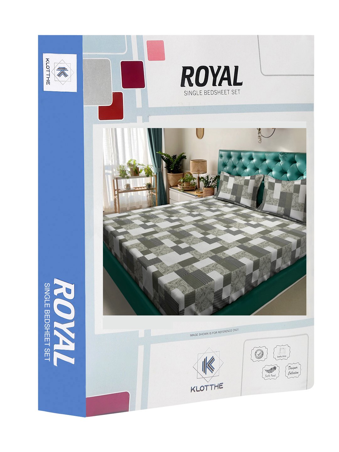 Olive Geometric 400 TC Pure Cotton Double Bedsheet in Book Fold Packing