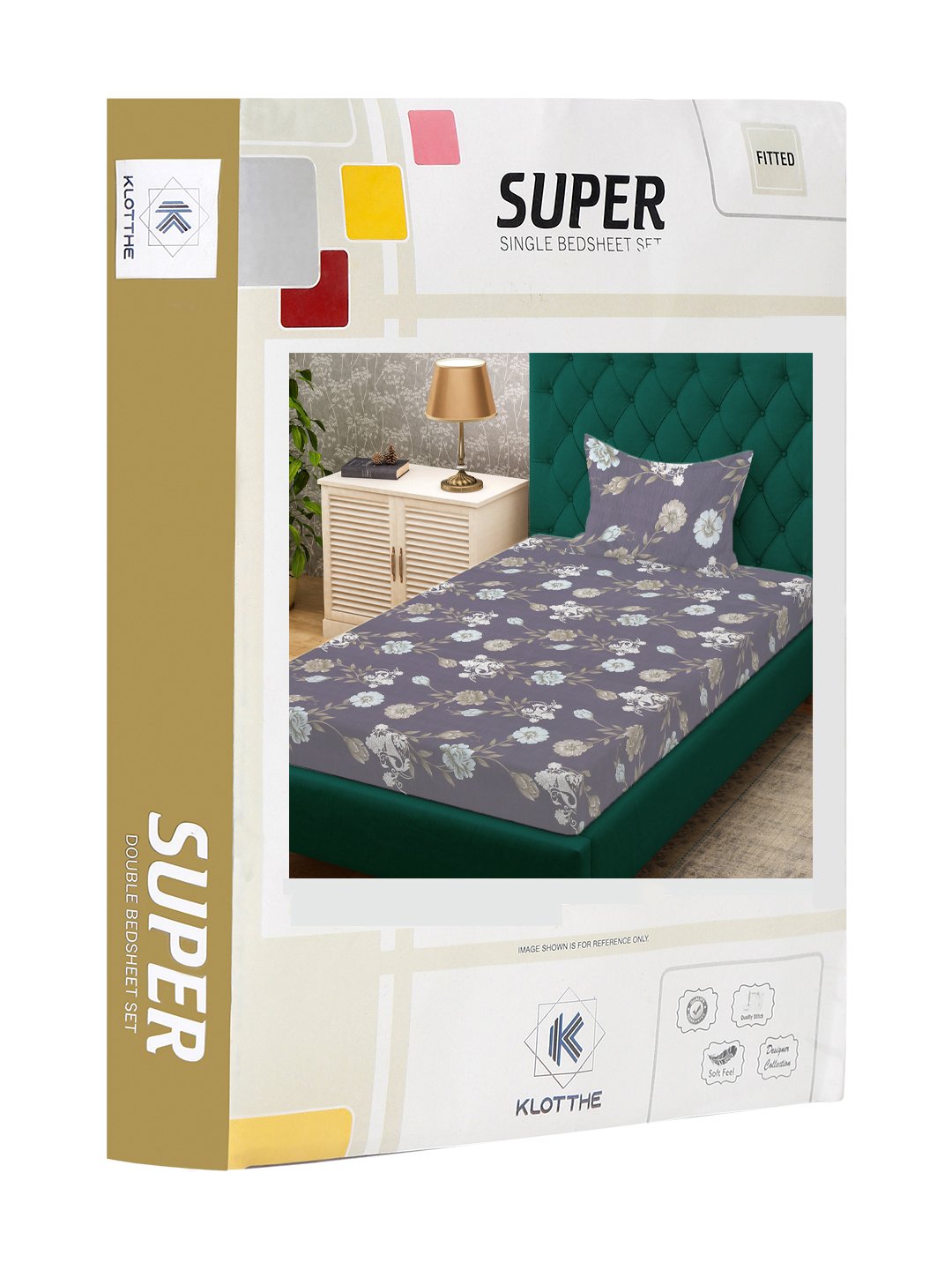 Multi Floral 300 TC Cotton Blend Fitted Single Bedsheet Set in Book Fold Packing