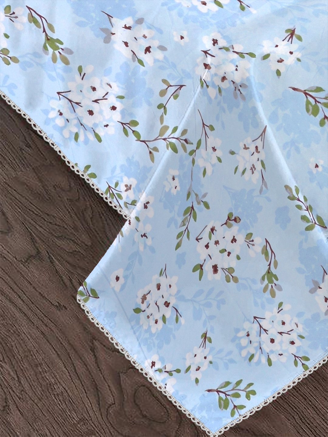 Blue Cotton Blend Floral Double Bed Dohar
