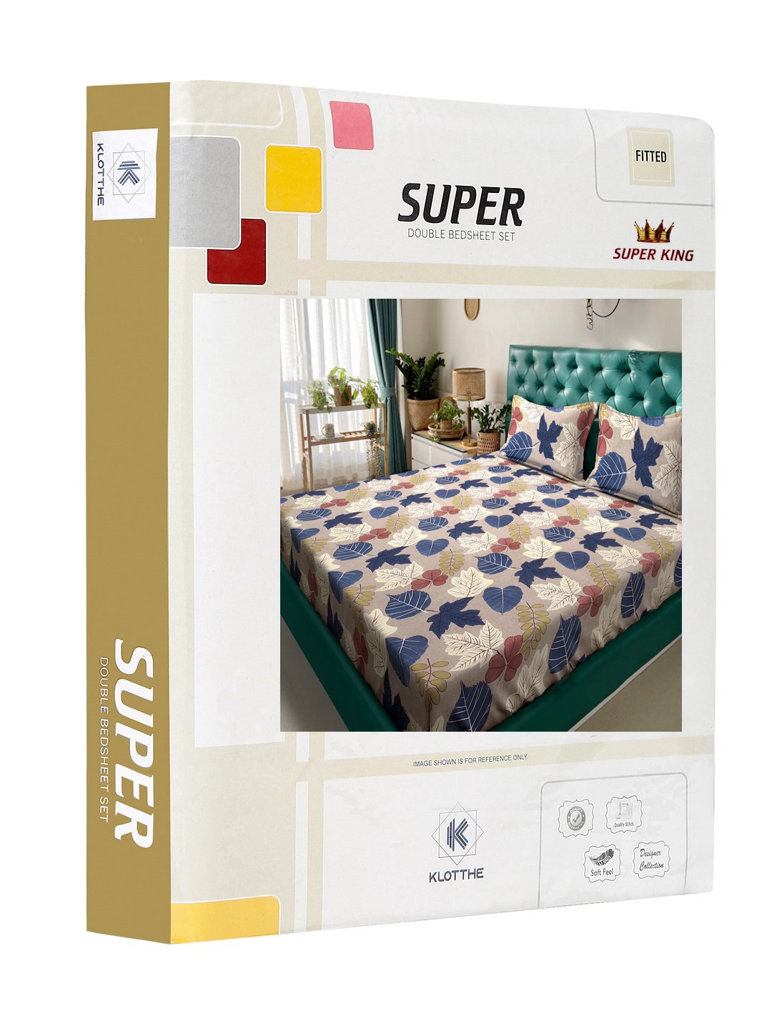 Brown Floral 300 TC Cotton Blend Fitted Double Bedsheet in Book Fold Packing