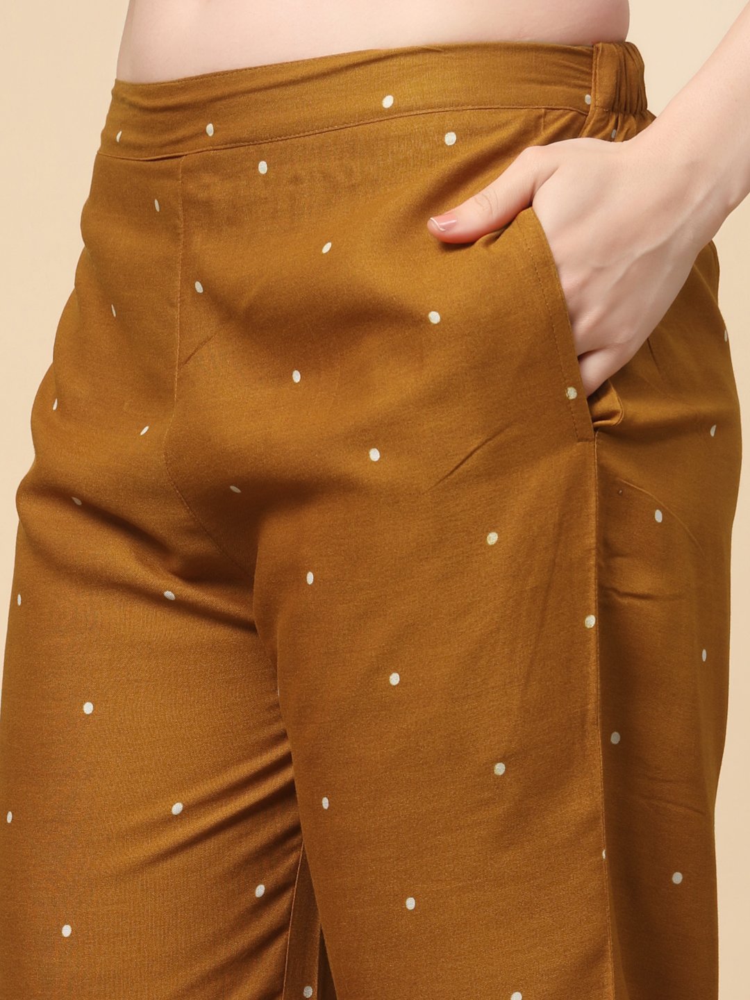 Mustard Cotton Printed Shirt With Trousers Co-Ords Set