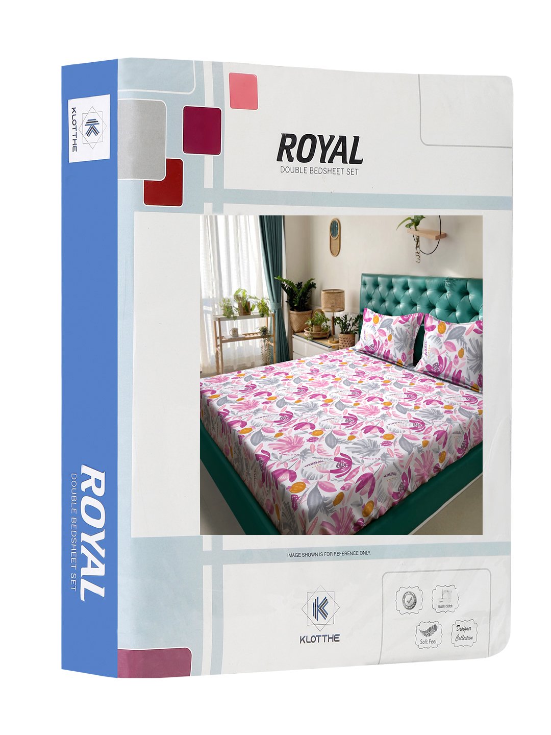 Book Fold Multi Floral 300 TC Cotton Blend Double Bedsheet with 2 Pillow Covers