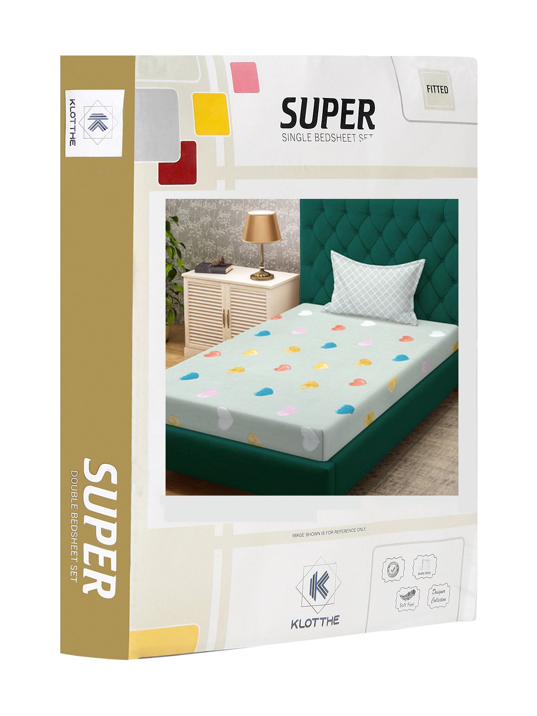 Green Abstract 300 TC Cotton Blend Fitted Single Bedsheet Set in Book Fold Packing