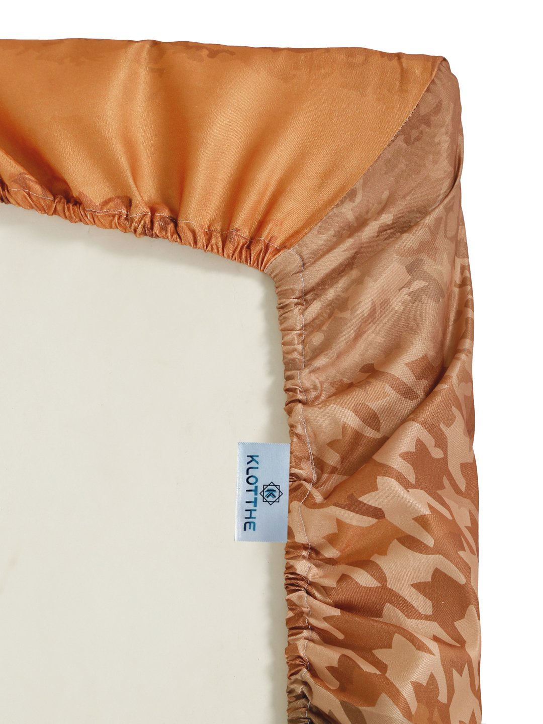 Brown Digital Geometric Printed Fitted Cotton Blend Double Bedsheet with 2 Pillow Covers
