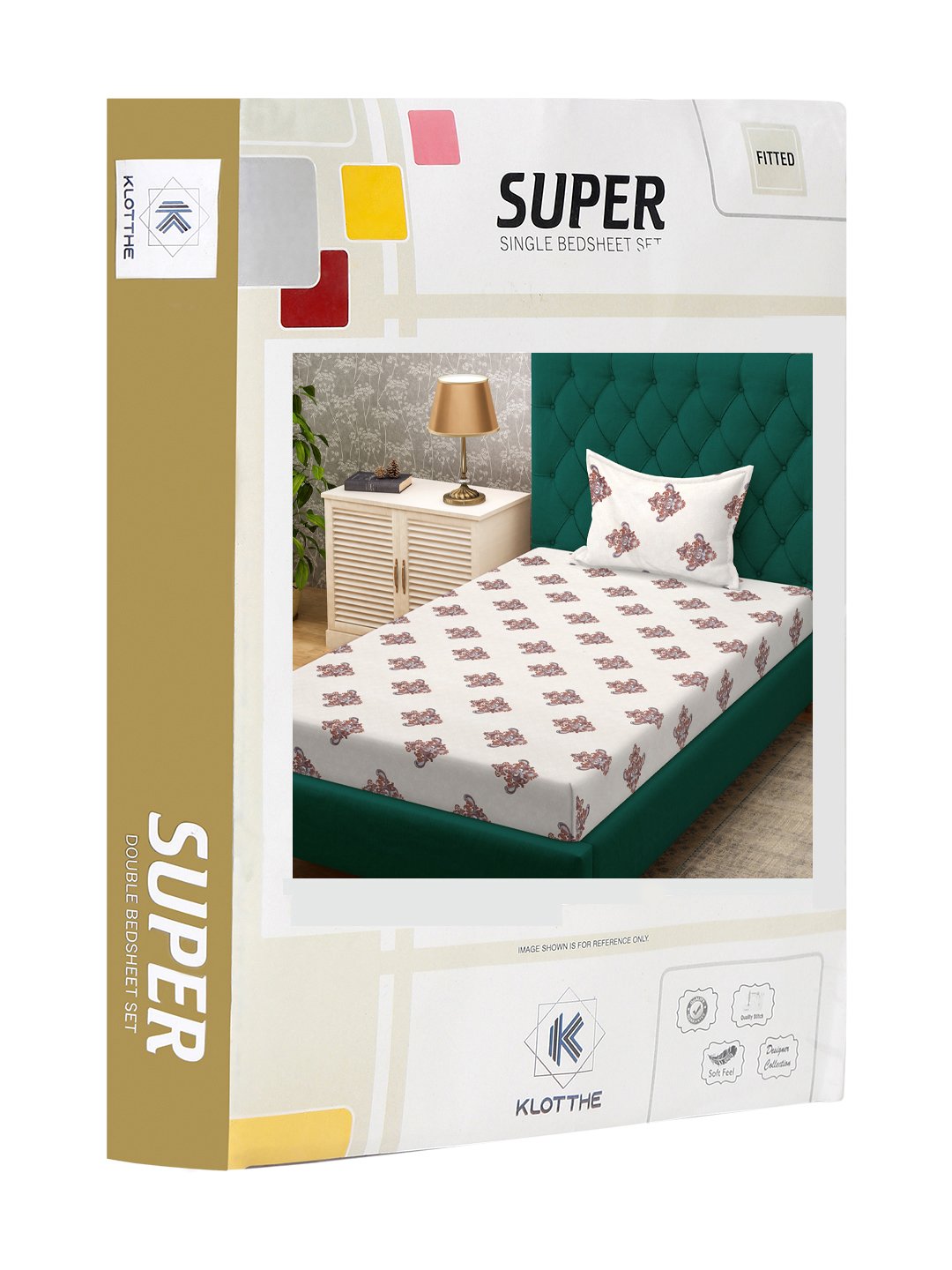 Cream Floral 300 TC Cotton Blend Fitted Single Bedsheet Set in Book Fold Packing