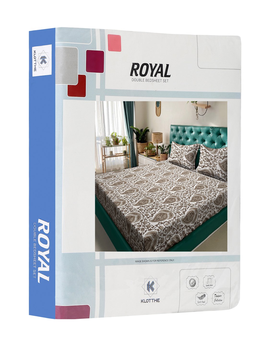 Book Fold Begie Floral 300 TC Cotton Blend Double Bedsheet with 2 Pillow Covers