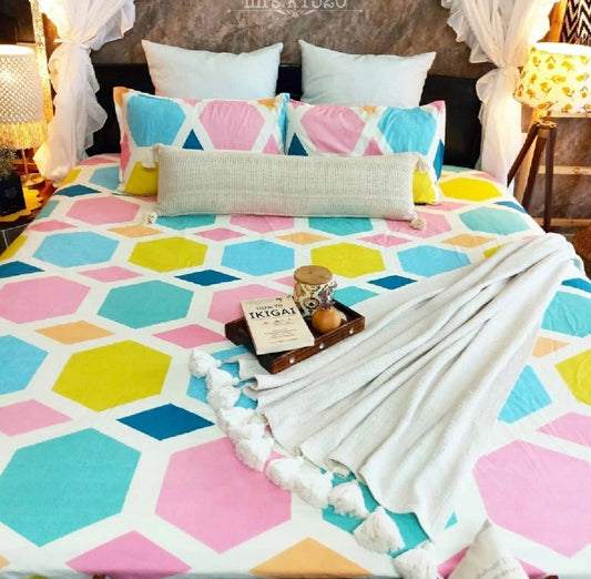 Klotthe Cotton Candy Fitted King Size Bedsheet (220*220 cm)