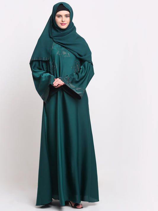Klotthe Women Turquoise Blue Solid Burqa with Scarf