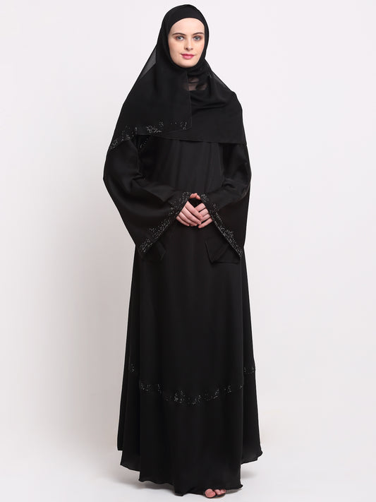 Klotthe Women Black Solid Burqa With Scarf