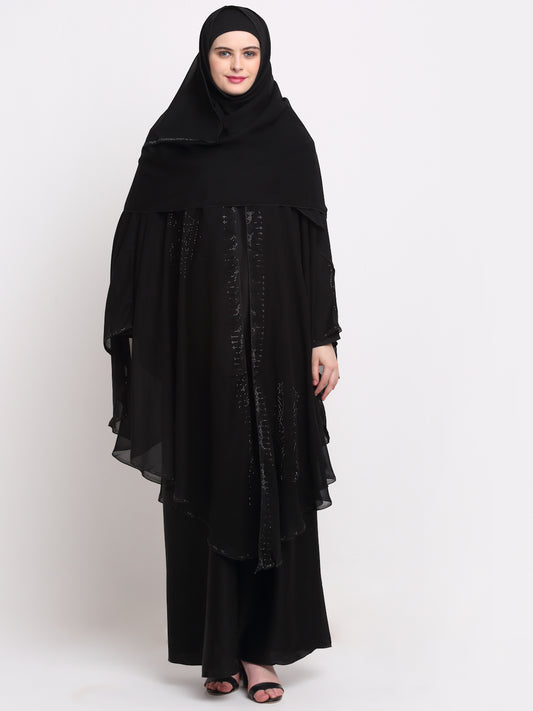 Klotthe Women Black Solid Burqa With Scarf