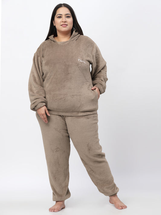 Klotthe Women Beige Wool Blend Solid Night Suit