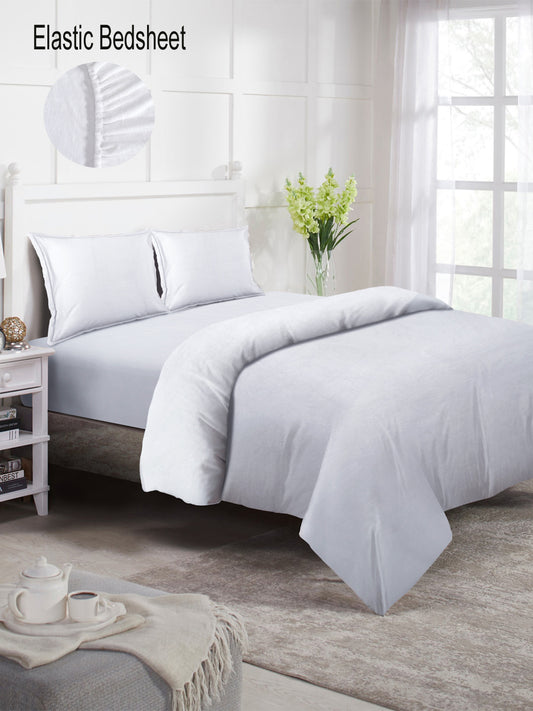 Klotthe White Solid Woolen Mild Winter Double King Bedding Set