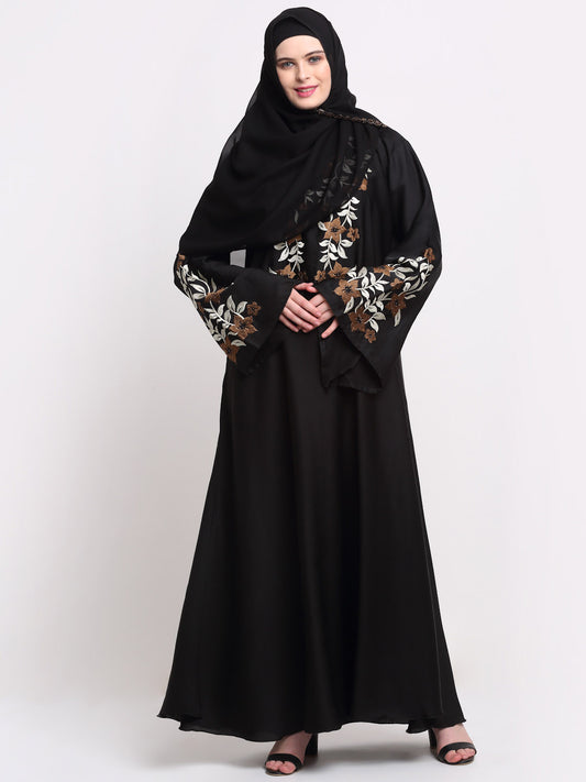 Klotthe Women Black Solid Burqa With Scarf