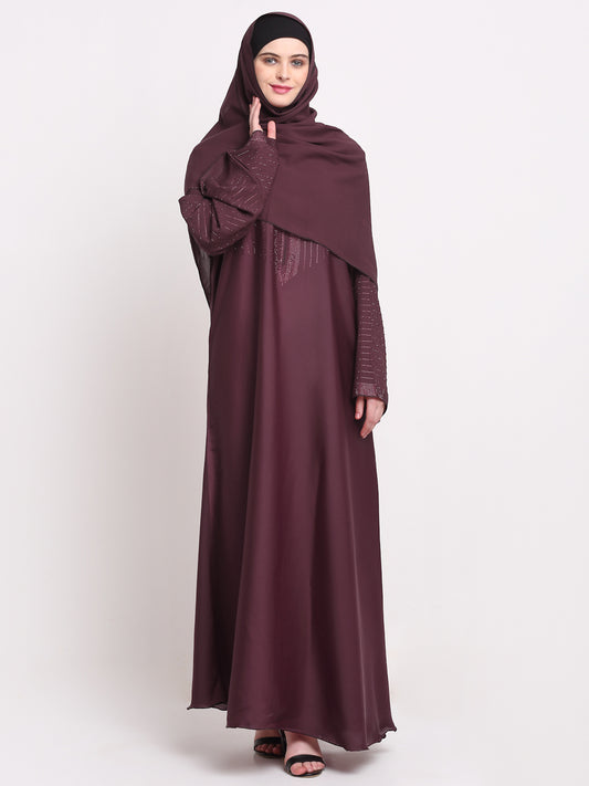 Klotthe Women Maroon Solid Burqa With Scarf