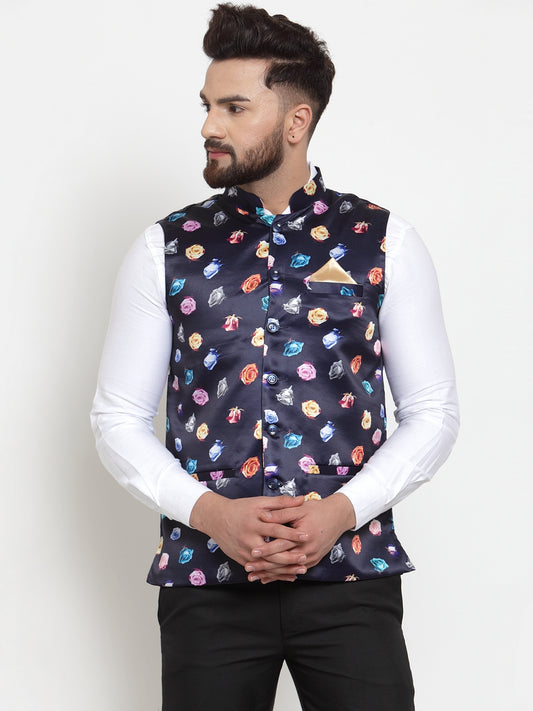 Blue Polyrayon Party Nehru Jackets