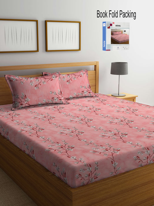 Klotthe Multicolor Floral 400 TC Pure Cotton Double Bedsheet Set in Book Fold Packing